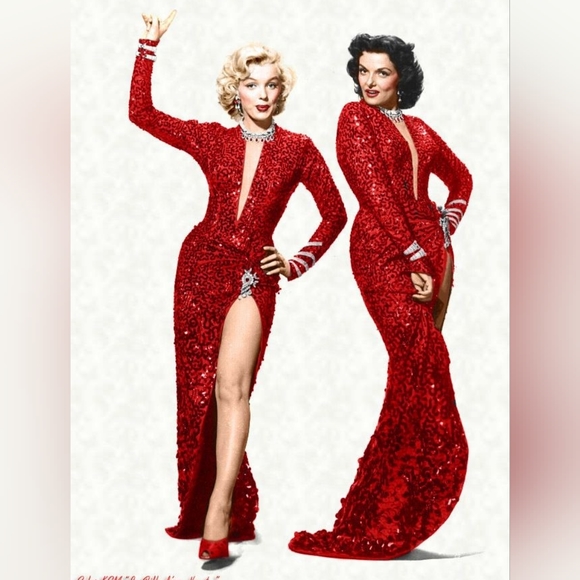 Dresses | Marilyn Monroe Movie Red Sequin Long Dress Performer ...